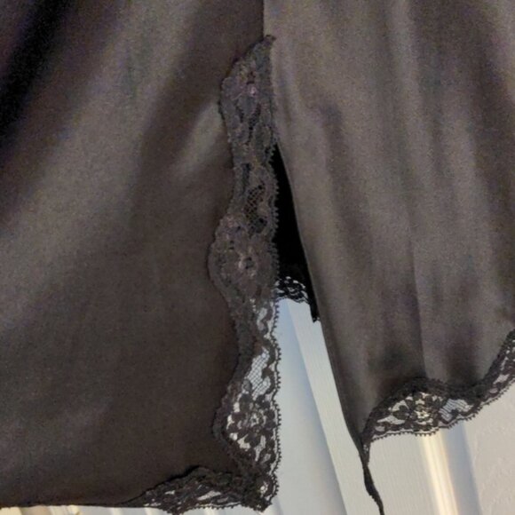 NWT Victoria's secret sexy black satin slip adjustable straps split side lace - Picture 7 of 8